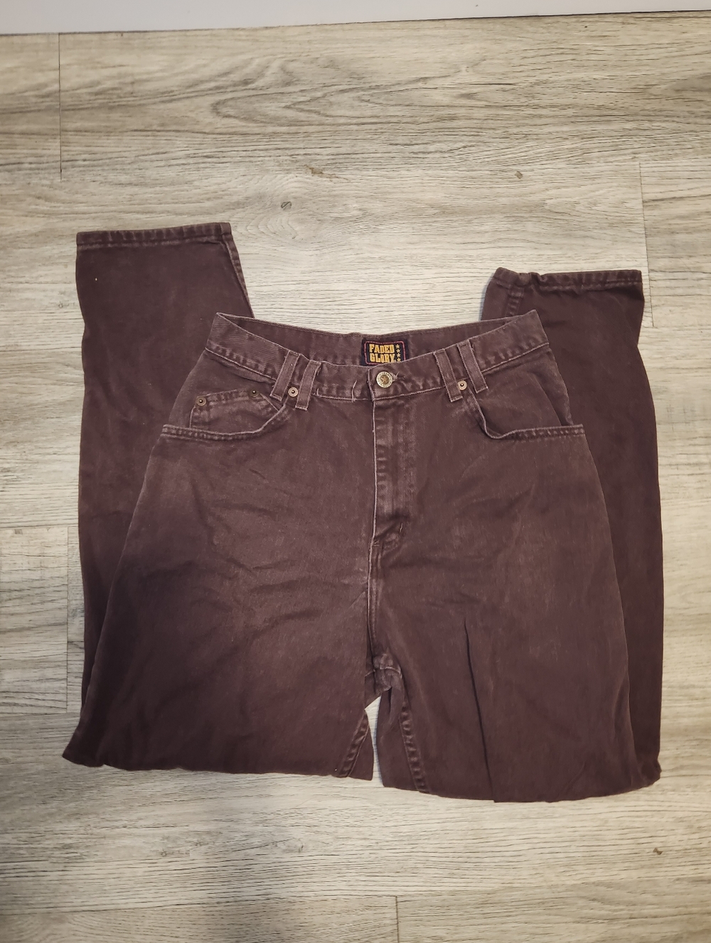 Brown Faded Glory Wide Leg Denim Jeans | 10